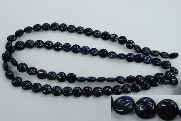 CNL923 15.5 inches 10mm flat round natural lapis lazuli gemstone beads