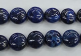 CNL924 15.5 inches 12mm flat round natural lapis lazuli gemstone beads