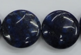 CNL929 15.5 inches 25mm flat round natural lapis lazuli gemstone beads