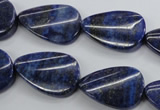 CNL985 15.5 inches 17*25mm twisted flat teardrop natural lapis lazuli beads