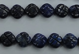 CNL991 15.5 inches 10mm carved flower natural lapis lazuli gemstone beads