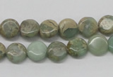 CNS09 16 inches 10mm flat round natural serpentine jasper beads