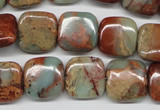 CNS104 15.5 inches 14*14mm square natural serpentine jasper beads