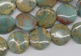 CNS161 15.5 inches 16mm flat round natural serpentine jasper beads