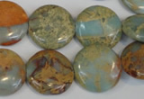 CNS190 15.5 inches 18mm flat round natural serpentine jasper beads