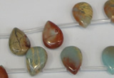 CNS199 Top-drilled 10*14mm flat teardrop natural serpentine jasper beads