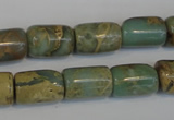 CNS205 15.5 inches 10*14mm drum natural serpentine jasper beads