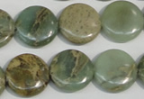 CNS231 15.5 inches 16mm flat round natural serpentine jasper beads