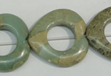 CNS272 15.5 inches 30*30mm heart donut natural serpentine jasper beads