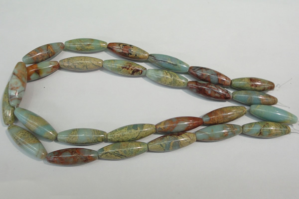 CNS278 15.5 inches 10*30mm rice natural serpentine jasper beads