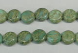 CNS280 15.5 inches 10mm flat round natural serpentine jasper beads