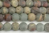 CNS344 15.5 inches 4mm round matte serpentine jasper beads