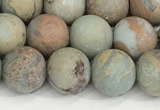 CNS348 15.5 inches 10mm round matte serpentine jasper beads