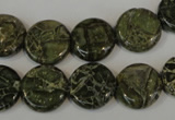 CNS520 15.5 inches 14mm flat round natural serpentine jasper beads