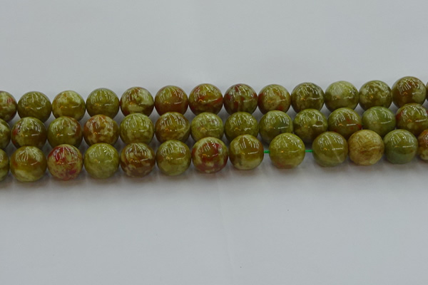 CNS606 15.5 inches 16mm round green dragon serpentine jasper beads