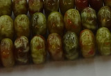 CNS613 15.5 inches 7*12mm rondelle green dragon serpentine jasper beads