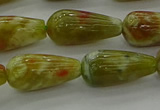 CNS618 15.5 inches 8*16mm teardrop green dragon serpentine jasper beads