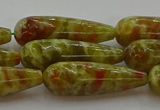 CNS620 15.5 inches 10*30mm teardrop green dragon serpentine jasper beads