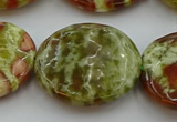 CNS630 15.5 inches 40mm flat round green dragon serpentine jasper beads