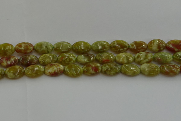 CNS633 15.5 inches 13*18mm oval green dragon serpentine jasper beads