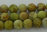 CNS651 15.5 inches 8mm round matte green dragon serpentine jasper beads