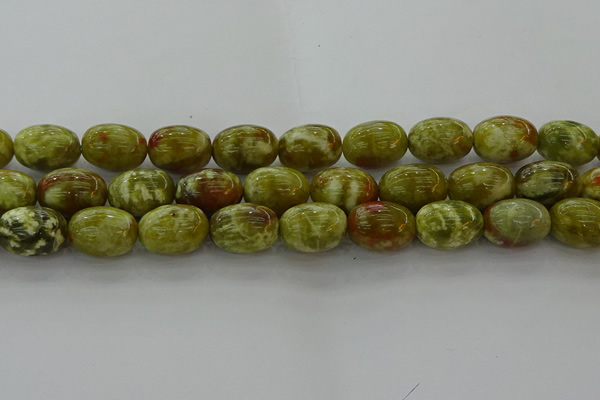 CNS664 15.5 inches 13*18mm drum green dragon serpentine jasper beads