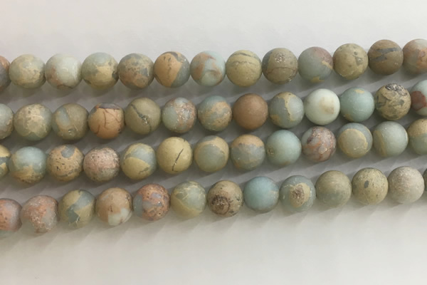 CNS708 15.5 inches 8mm round matte serpentine jasper beads