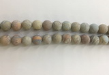 CNS709 15.5 inches 10mm round matte serpentine jasper beads