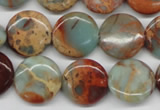 CNS81 15.5 inches 16mm flat round natural serpentine jasper beads