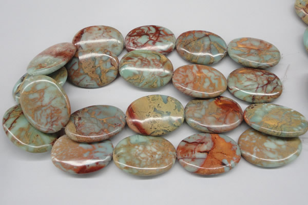 CNS97 15.5 inches 30*40mm oval natural serpentine jasper beads