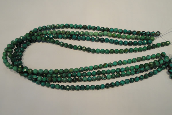 CNT140 15.5 inches 5.5mm - 6mm faceted round natural turquoise beads