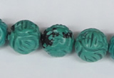 CNT32 16 inches 16mm carved round natural turquoise beads wholesale