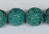 CNT33 16 inches 20mm carved round natural turquoise beads wholesale