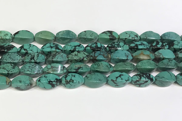 CNT513 15.5 inches 8*15mm twisted rice turquoise gemstone beads