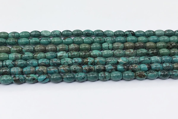 CNT547 15.5 inches 6*8mm rice turquoise gemstone beads