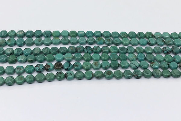 CNT548 15.5 inches 6mm hexagon turquoise gemstone beads