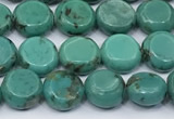 CNT559 15.5 inches 8mm flat round turquoise gemstone beads