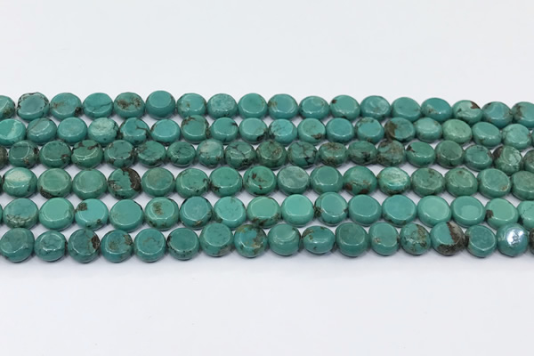 CNT559 15.5 inches 8mm flat round turquoise gemstone beads