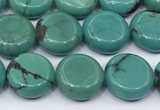 CNT560 15.5 inches 10mm flat round turquoise gemstone beads