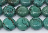 CNT561 15.5 inches 10mm flat round turquoise gemstone beads