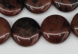 COB101 15.5 inches 20mm flat round mahogany obsidian beads