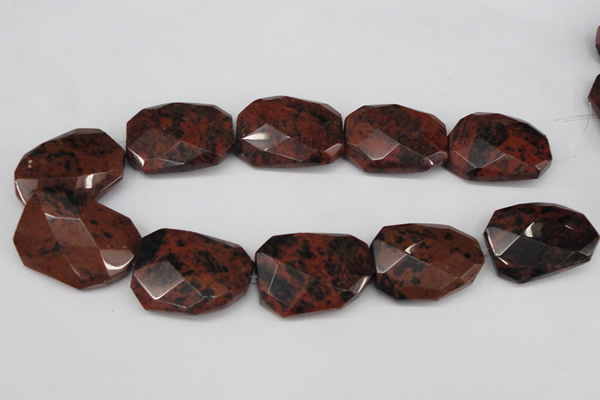 COB104 30*40mm twisted & faceted rectangle mahogany obsidian beads