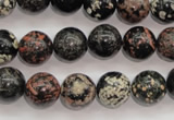 COB153 15.5 inches 12mm round snowflake obsidian beads