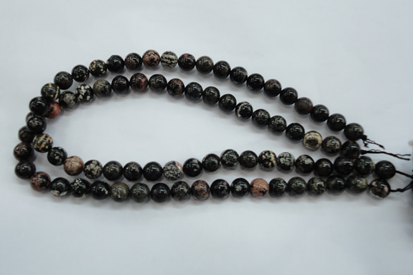 COB170 15.5 inches 10mm round snowflake obsidian beads