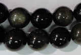 COB256 15.5 inches 14mm round golden obsidian beads wholesale