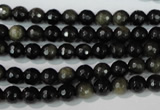 COB263 15.5 inches 6mm faceted round golden obsidian beads