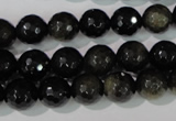 COB265 15.5 inches 10mm faceted round golden obsidian beads