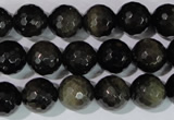 COB266 15.5 inches 12mm faceted round golden obsidian beads