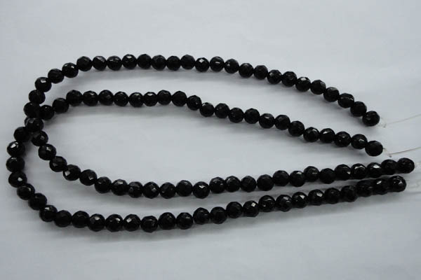 COB353 15.5 inches 8mm faceted round black obsidian beads