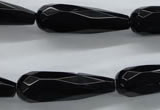 COB380 15.5 inches 10*30mm faceted teardrop black obsidian beads